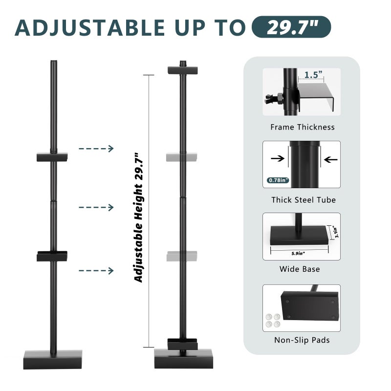 Cathyeen Tabletop Picture Frame Stand, Adjustable for Frames Up to 29" H, Frame Holder Stand Table Easels for Display, Metal Standing Easel Display Stand for Picture Frames, Artwork, Canvas (Black) - Image 5