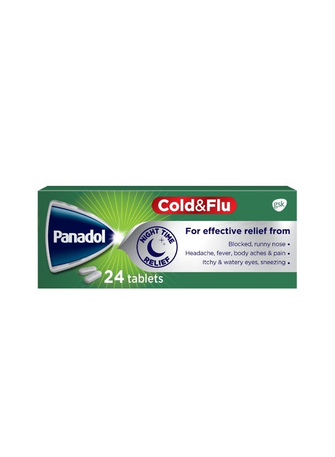 PANADOL  Night-time Symptom Relief Cold and Flu 24-Tablets