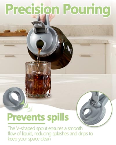 Miradexic 32oz Glass Pitcher with Lid & V-shaped Pour Spout - 1 Quart Breastmilk Pitcher Double Leak Proof, Creamer Container for Sun Tea, Juice, Cold Brew Coffee, Breastmilk Storage Container - Image 3