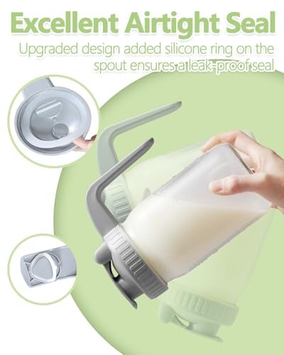 Miradexic 32oz Glass Pitcher with Lid & V-shaped Pour Spout - 1 Quart Breastmilk Pitcher Double Leak Proof, Creamer Container for Sun Tea, Juice, Cold Brew Coffee, Breastmilk Storage Container - Image 4