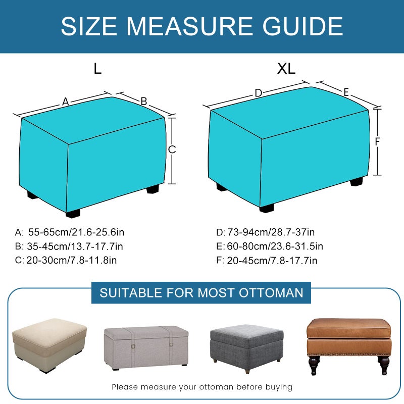KRFOONN Ottoman Slipcovers Stretch Rectangle Footrest Stool Covers Printed Ottoman Cover for Foot Stool Furniture Protector with Non Slip Elastic Bottom(04, X-Large) - Image 5