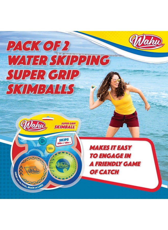 Goliath Wahu Super Grip 100% Waterproof Skimball Set, Pack of 2 Water Skipping Balls for Pool and Beach, Skips Over 150' on Water, Green/Orange  - Image 3