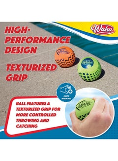 Goliath Wahu Super Grip 100% Waterproof Skimball Set, Pack of 2 Water Skipping Balls for Pool and Beach, Skips Over 150' on Water, Green/Orange  - Image 5