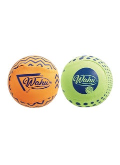 Goliath Wahu Super Grip 100% Waterproof Skimball Set, Pack of 2 Water Skipping Balls for Pool and Beach, Skips Over 150' on Water, Green/Orange  - Image 1