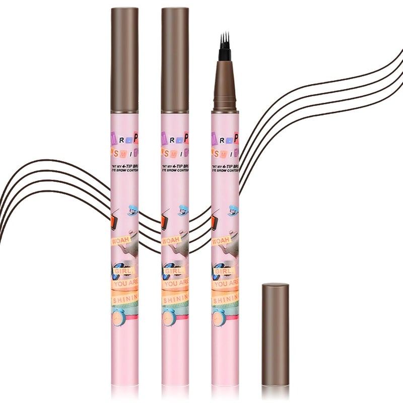 QIUFSSE 3PCS Microblading Eyebrow Pen Waterproof Black Eyebrow Pencil for WomenEasy to ShapeLonglasting Brow PenEasily Create Natural Eyebrow MakeupBlack