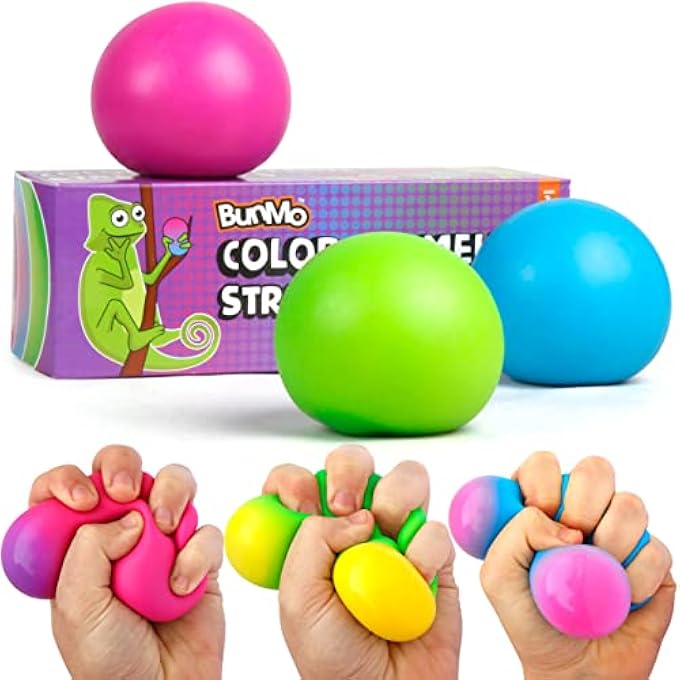 BUNMO Stress Balls 3pk | Sensory Squishy Stress Ball | Calming Fidget for Kids | Textured Stress Balls for Kids | Addictive Kids Fidget Toys | Stimulating Squishy Balls for Kids | Smooth - Image 1