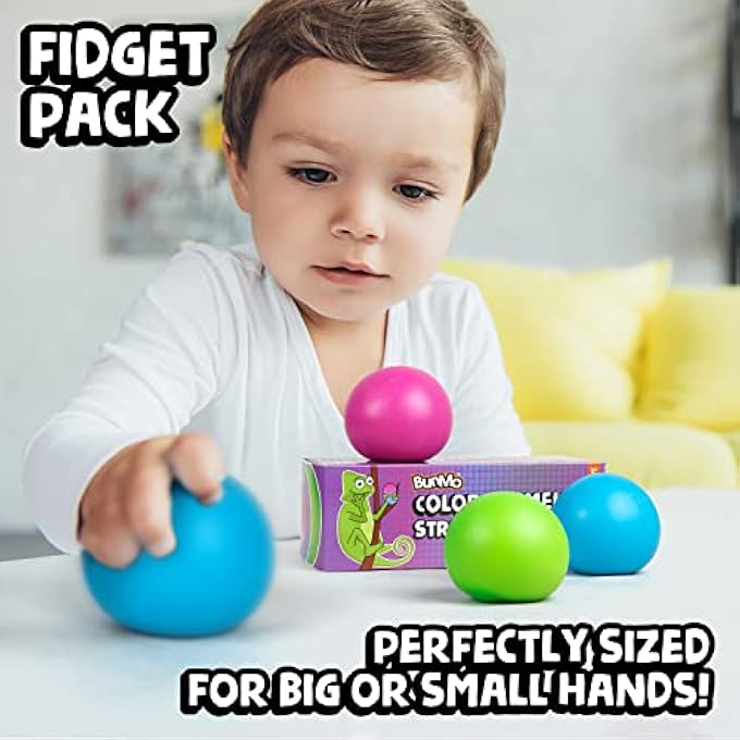 BUNMO Stress Balls 3pk | Sensory Squishy Stress Ball | Calming Fidget for Kids | Textured Stress Balls for Kids | Addictive Kids Fidget Toys | Stimulating Squishy Balls for Kids | Smooth - Image 3