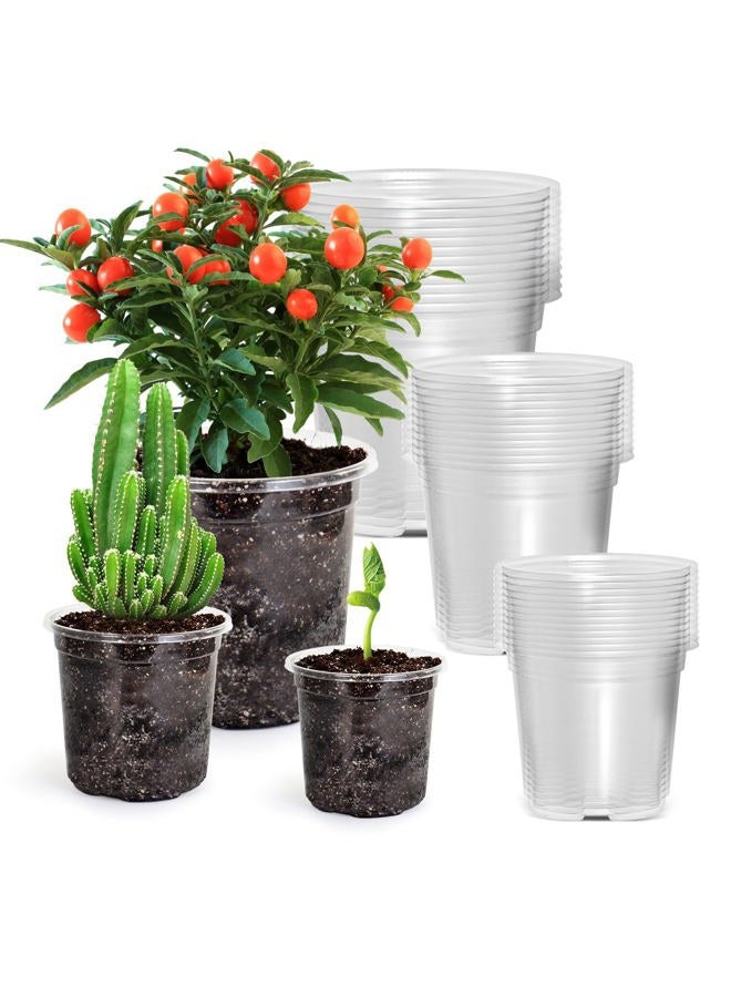 Bluepro 36 Packs 5/4/3.5 Inch Reinforced Clear Nursery Pots with Drainage Hole, Transparent Nursery Pots Variety Pack Plastic Plant Pot Seedling Planter Seed Starter Pots Flower Pot with 20pcs Plant Labels - Image 1