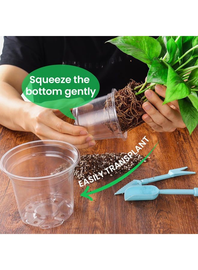 Bluepro 36 Packs 5/4/3.5 Inch Reinforced Clear Nursery Pots with Drainage Hole, Transparent Nursery Pots Variety Pack Plastic Plant Pot Seedling Planter Seed Starter Pots Flower Pot with 20pcs Plant Labels - Image 5