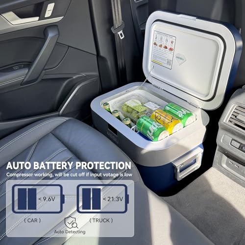Megiu Car Refrigerator Portable Car Fridge 12V Refrigerator 23 Quart (22 Liter) Freezer Compressor Cooler 12V/24V DC 110～240 V AC for Outdoor Camping Travel Home Use -0.4℉~+59℉ (Blue) - Image 4