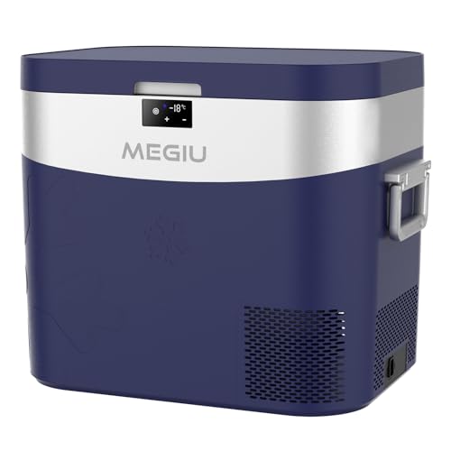 Megiu Car Refrigerator Portable Car Fridge 12V Refrigerator 23 Quart (22 Liter) Freezer Compressor Cooler 12V/24V DC 110～240 V AC for Outdoor Camping Travel Home Use -0.4℉~+59℉ (Blue) - Image 1