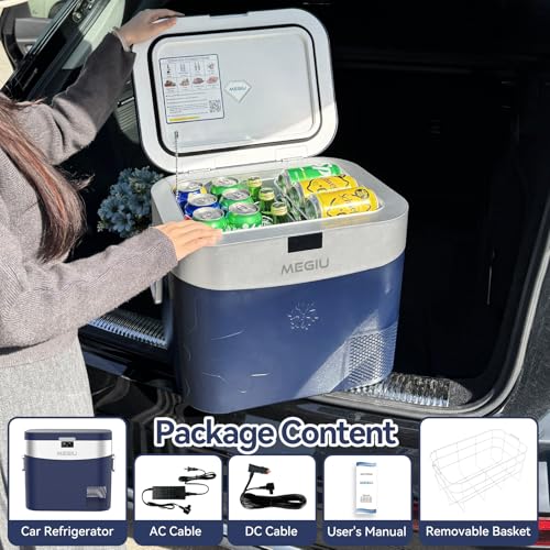 Megiu Car Refrigerator Portable Car Fridge 12V Refrigerator 23 Quart (22 Liter) Freezer Compressor Cooler 12V/24V DC 110～240 V AC for Outdoor Camping Travel Home Use -0.4℉~+59℉ (Blue) - Image 5