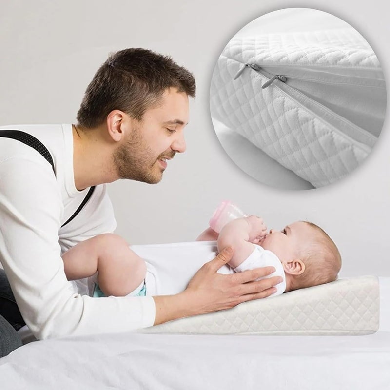 Gonice Baby Wedge Pillow,Soft Round Crib Wedge Pillow With Washable Cover,Feeding Pillows for Reflux Baby Sleep - Image 4