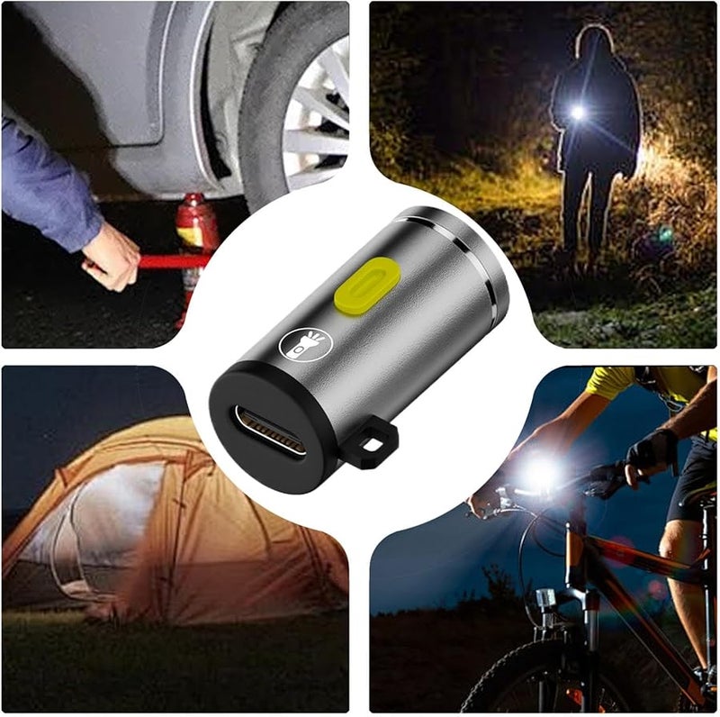 Silver Rechargeable LED Flashlight High Lumens Waterproof Pen Light for Camping Outdoor - Image 4