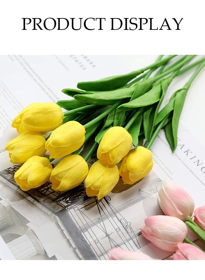 DUNISO 12 Pcs Artificial Tulip Flowers，PU Real Touch Tulips，DIY Decorative Fake Flowers，Table Centerpiece Flower Arrangement Bouquet，Durable,Easy to Care for，for Hotel Home Office Kitchen Wedding Farmhouse Décor - Image 3