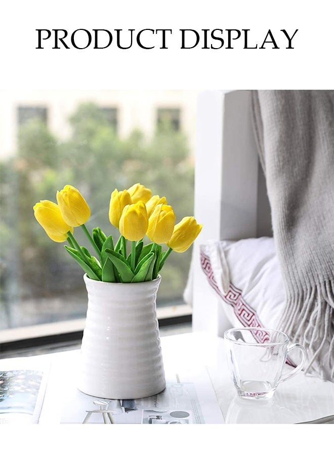 DUNISO 12 Pcs Artificial Tulip Flowers，PU Real Touch Tulips，DIY Decorative Fake Flowers，Table Centerpiece Flower Arrangement Bouquet，Durable,Easy to Care for，for Hotel Home Office Kitchen Wedding Farmhouse Décor - Image 5