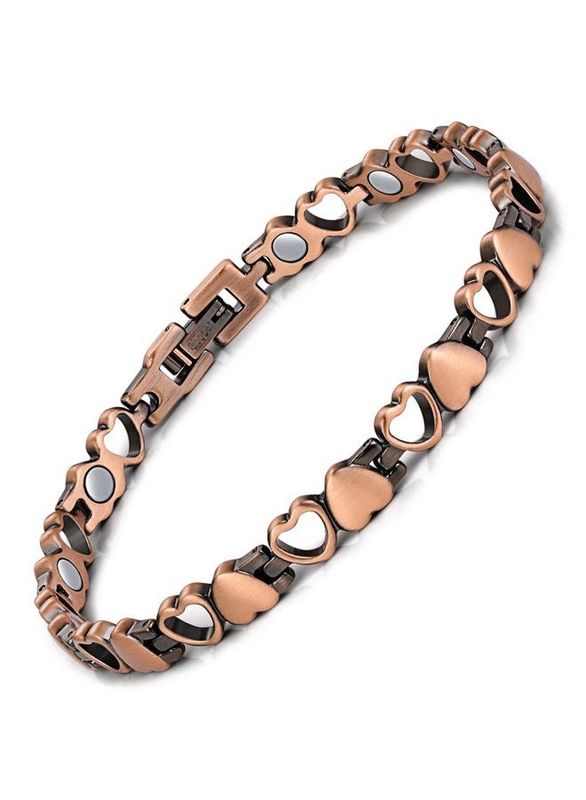 Feraco Copper Bracelet for Women 99.99% Solid Copper Magnetic Bracelets, Unique X Shape Links, Magnetic Field Therapy Jewelry Gifts (Heart Shape) - Image 1