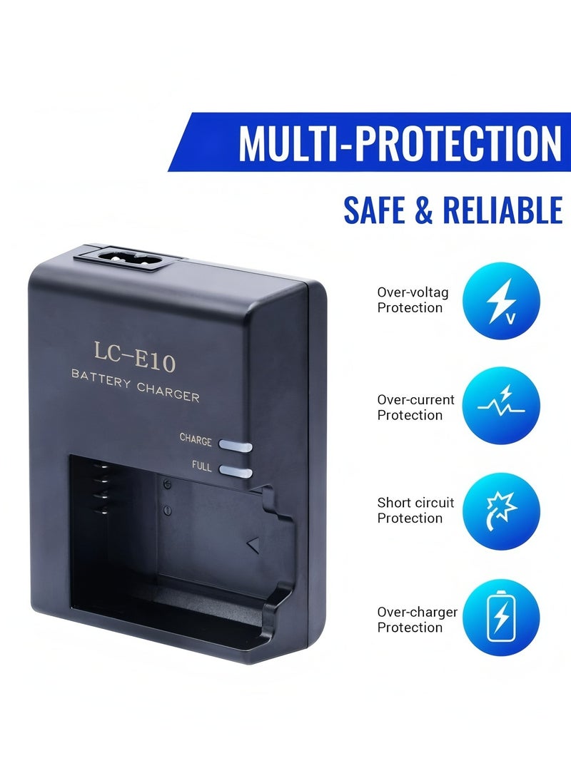 Flyview LC-E10 Battery Charger for Canon LC-E10 LC-E10C LC-E10E Batteries for Canon EOS Rebel T7 T6 T5 T3 T100 4000D 3000D 2000D 1500D 1300D 1200D 1100D Cameras Battery Quick Chargers with Power Supply Cord - Image 4