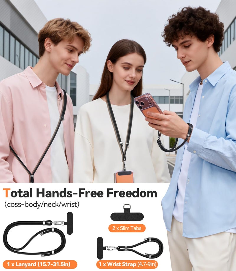 TNSNK 4-IN-1 Phone Lanyard + Wrist Strap, 2PCS Adjustable Length Cell Phone Lanyard with 2 Tether Tabs for iPhone,Smartphones - Image 2