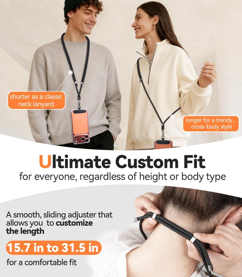 TNSNK 4-IN-1 Phone Lanyard + Wrist Strap, 2PCS Adjustable Length Cell Phone Lanyard with 2 Tether Tabs for iPhone,Smartphones - Image 3