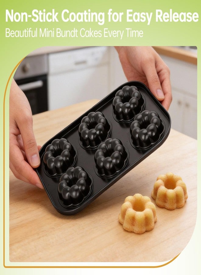 Piszvbej 3 Pack Mini Bundt Cake Pan - Mini Fluted Tube Cake Molds, 6 Cavity Durable Carbon Steel Baking Pan, Non-Stick and Easy to Release, Evenly Shaped Cakes, Perfect for Home Baking and Party - Image 4