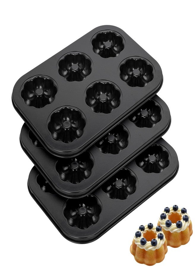 Piszvbej 3 Pack Mini Bundt Cake Pan - Mini Fluted Tube Cake Molds, 6 Cavity Durable Carbon Steel Baking Pan, Non-Stick and Easy to Release, Evenly Shaped Cakes, Perfect for Home Baking and Party - Image 1