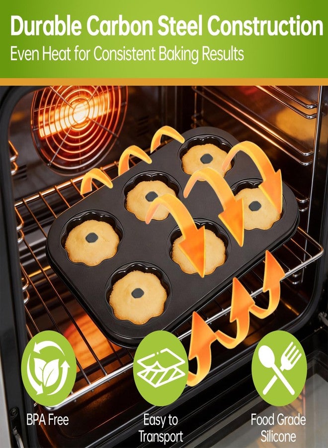Piszvbej 3 Pack Mini Bundt Cake Pan - Mini Fluted Tube Cake Molds, 6 Cavity Durable Carbon Steel Baking Pan, Non-Stick and Easy to Release, Evenly Shaped Cakes, Perfect for Home Baking and Party - Image 2