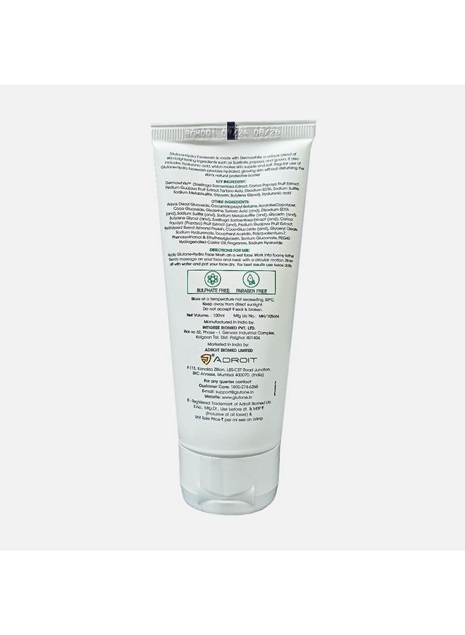 GLUTONE -Hydra Face Wash | 1% Hyaluronic Acid & Dermawhite | Hydrating & Brightening Cleanser | For Dry Skin | 100Ml - Image 2