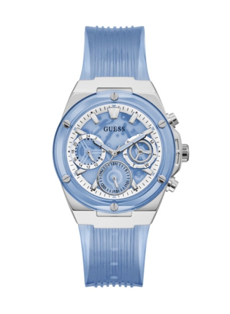 GUESS Women's Athena Multi-Function Blue Polyurethane Band Watch GW0409L1 39mm - Image 1