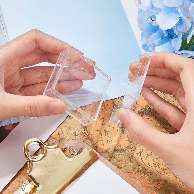 BENECREAT 15 Pack 5 x 5 x 2 cm Square Highly Transparent Plastic Beads Storage Container Box Case for Beauty Items, Small Beads, Jewellery Accessories and Other Small Items - Image 3