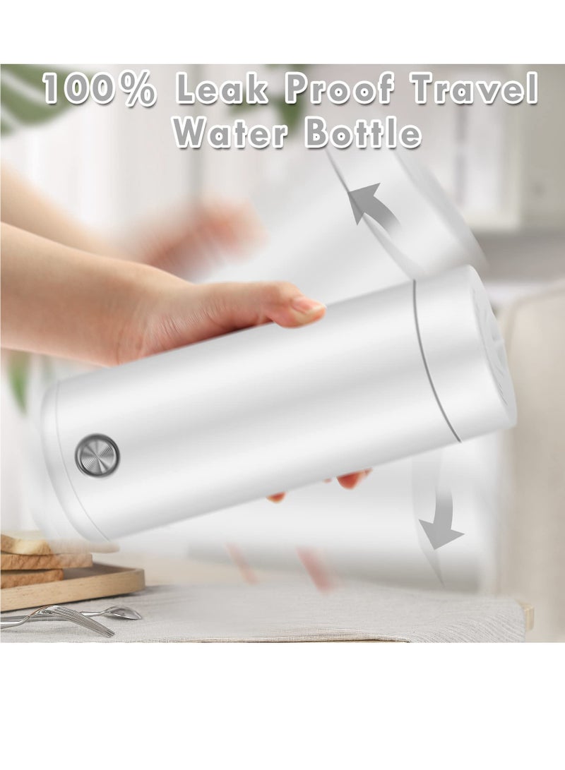 Portable Electric Kettle, 400ml Travel Tea Kettle with Non-stick Coating Double Wall Water Boiler Bottle Insulated Coffee Thermos Mug Fast Boil and Auto Shut Off Hot Water Heater (White) - Image 3