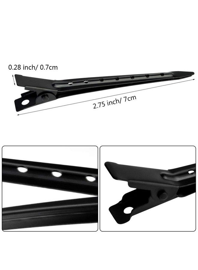 بانتوي 24 عبوة من مشابك منقار البط، مشابك شعر بانتوي المعدنية المقاومة للصدأ على شكل تمساح بطول 2.75 بوصة مع فتحات لتصفيف الشعر وتلوينه، لون أسود - Image 2