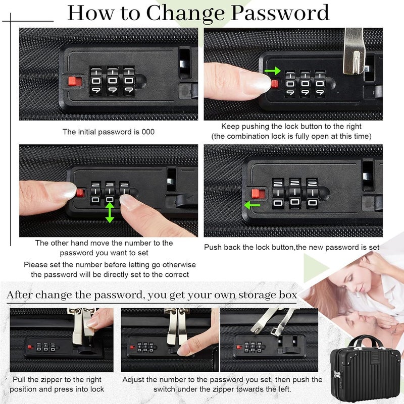 SUNBEET Portable Hard Shell Cosmetic Travel Case, Small Travel Hand Luggage with Elastic Band, Mini ABS Carrying Makeup Case Suitcase (T-Cream&Pink) - Image 4