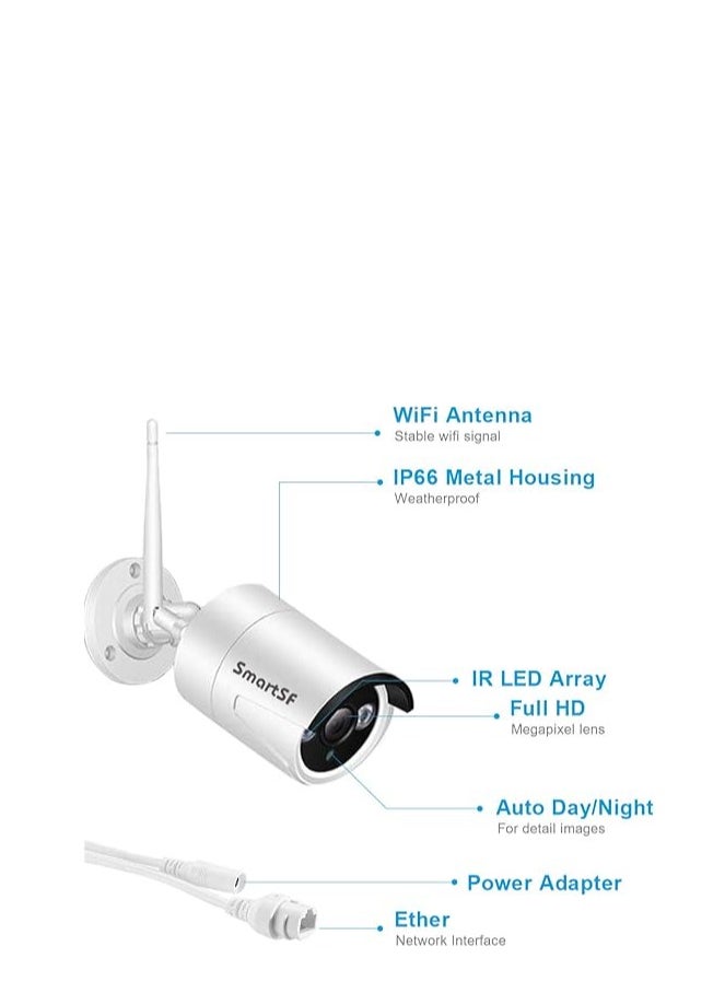 Generic - 1080P Wifi NVR Surveillance Kit with 1TB Hard Drive,Wireless Security Camera System CCTV Surveillance Systems,(4) 2.0 MP 1080P Weatherproof Wireless Indoor Outdoor Bullet IP Cameras,Night Vision - Image 1