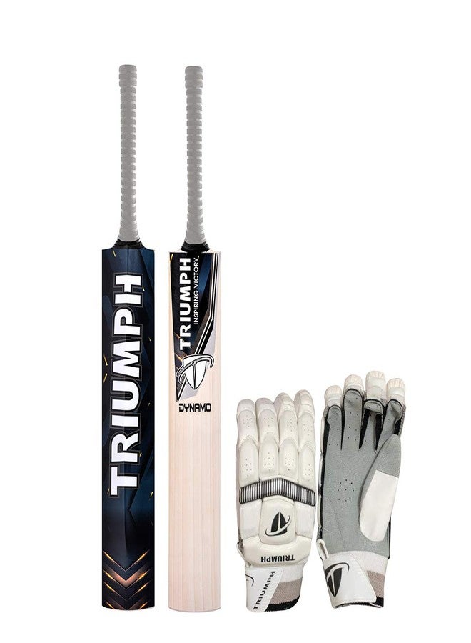 ترايامف مضرب كريكيت Triumph Dynamo من خشب الصفصاف الإنجليزي، قفازات AndKingly للرجال، يمين - Image 1