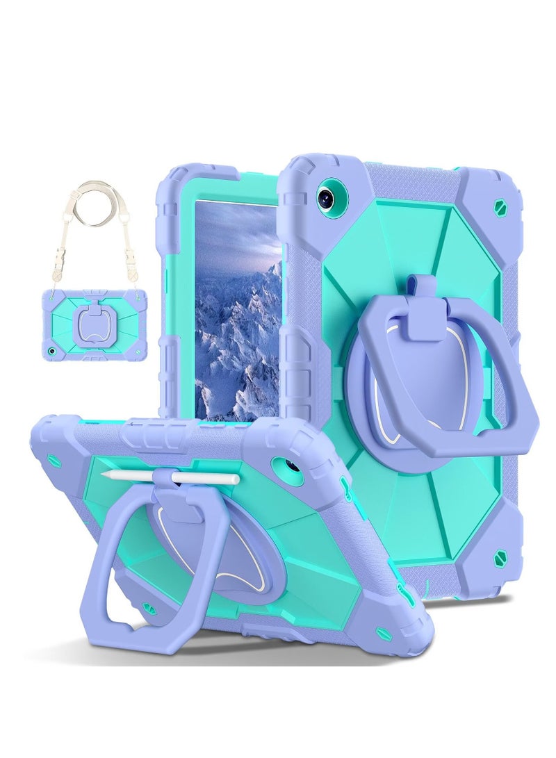 Tablet Case Galaxy Tab A9 8.7 Inch Case Compatible with Samsung Galaxy Tab A9 8.7 Inch SM-X110/X115/X117 Rugged Shockproof Cover, Case W 360 Swivel Stand + Hand Strap + Shoulder Strap - Image 1