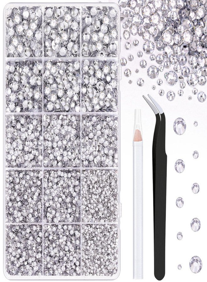 TINKRSTUFF 16000Pcs Resin Rhinestones with Tweezers for Crafting, Clear 2-6mm Mixed Sizes Flatback Gems, Bedazzling Crystal for DIY Crafts Clothing Tumblers Mugs Shoes Fabric Nail Art - Image 1
