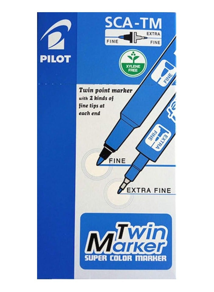 Pilot Twin Marker Blue Pack of 12 Pcs - Image 1