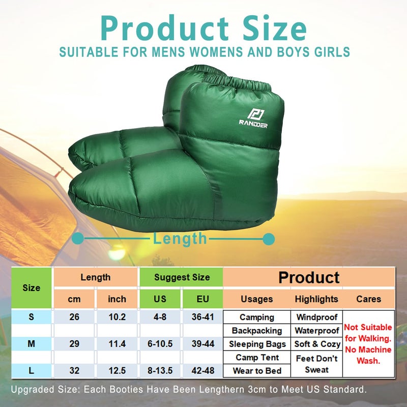 RANDDER Down Booties Warm Socks 10D Nylon Ultralight Sleeping Sock for Camp, Backpacking, Camping Sleeping Bag Tent Down Slippers Foot Warmer (R02) (Large) - Image 3