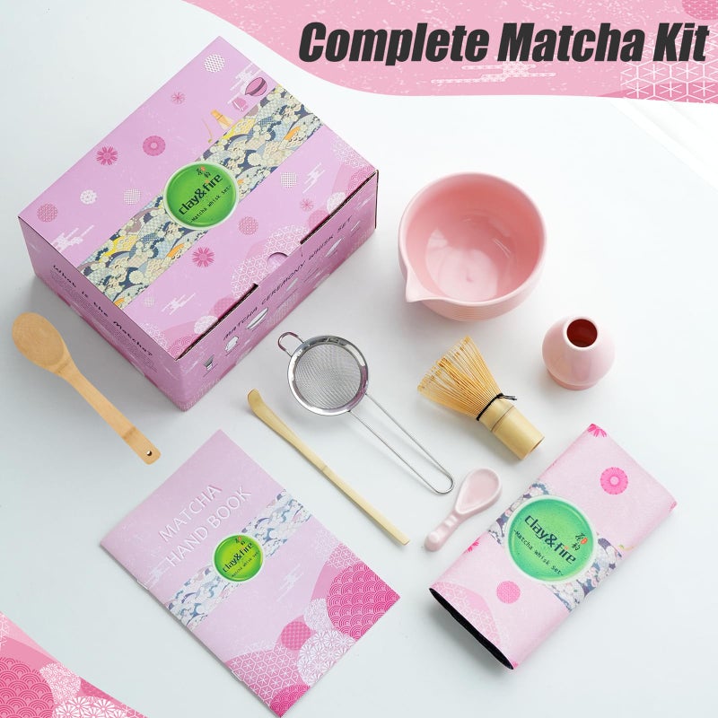 Clay&Fire Matcha Whisk Set, 9 pcs Ceramic Matcha Set, Gifts for Women,Matcha Bowl with Spout and Whisk, Matcha Kit for Matcha Lovers, Gift Mother's Day, Birthday, Anniversary - Image 4