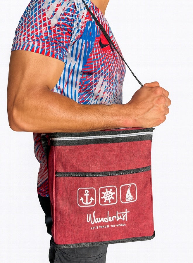 Toshionics Insulated Lunch Box Bag -  for Office, School, Tiffin, Camping & Picnic – Insulated Cooler Tote for Food & Drinks – Zipper Closure, Front Pocket, Long Strap – Oxford Fabric Portable Meal Carrier – Size 22×17×25 cm – 9.3L Capacity - Image 3