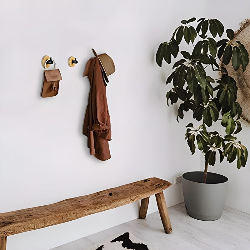 Boniry 4 PCS Wooden Wall Hanging Hook, Wall Heavy Duty Home Decor Items, Best Use for Bathroom Essential and Kitchen Accessories Items, Bath Towel Hook - Image 3