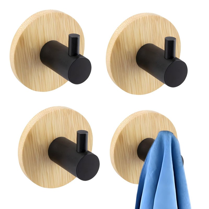 Boniry 4 PCS Wooden Wall Hanging Hook, Wall Heavy Duty Home Decor Items, Best Use for Bathroom Essential and Kitchen Accessories Items, Bath Towel Hook - Image 1