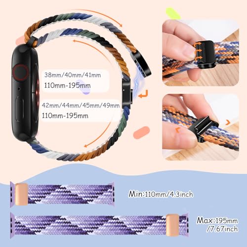 pupvus Braided Magnetic Bands Compatible with Kids Apple Watch Band, Adjustable for Small Wrist | Compatible with Series 1-10/SE/Ultra | 38/40/41/42/44/45mm/46mm/49mmSoft & Durable Replacement Strap - Image 5