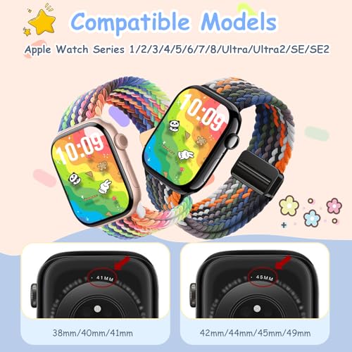 pupvus Braided Magnetic Bands Compatible with Kids Apple Watch Band, Adjustable for Small Wrist | Compatible with Series 1-10/SE/Ultra | 38/40/41/42/44/45mm/46mm/49mmSoft & Durable Replacement Strap - Image 2