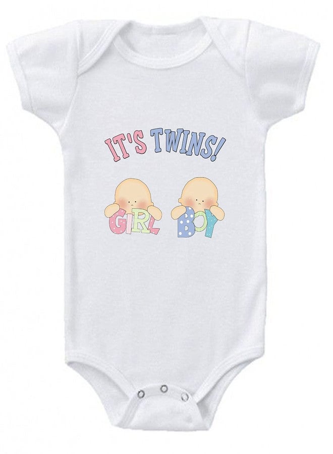 American Apple Baby Bodysuits Newborn Romper Half Sleeve Envelope Neck Cotton Blend Cute Outfit Twins, Twins Boy & Girls Trendy Rompers For Twins Baby Boy Girl (9-12 Months, Its Twins Girl Boy) - Image 1