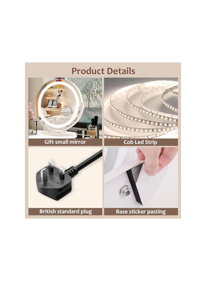 The Bros Lighted Vanity Makeup Mirror with LED Light (Black),mirror for dresser - Image 5