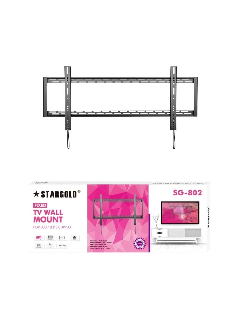 ستارجولد حامل تلفزيون على الحائط من Stargold مقاس 60-105 بوصة، حامل تلفزيون ثابت وقوي للغاية وشديد التحمل، حامل جداري للتلفزيون بقوة 100 كجم مع مجموعة تثبيت على الحائط - Image 2