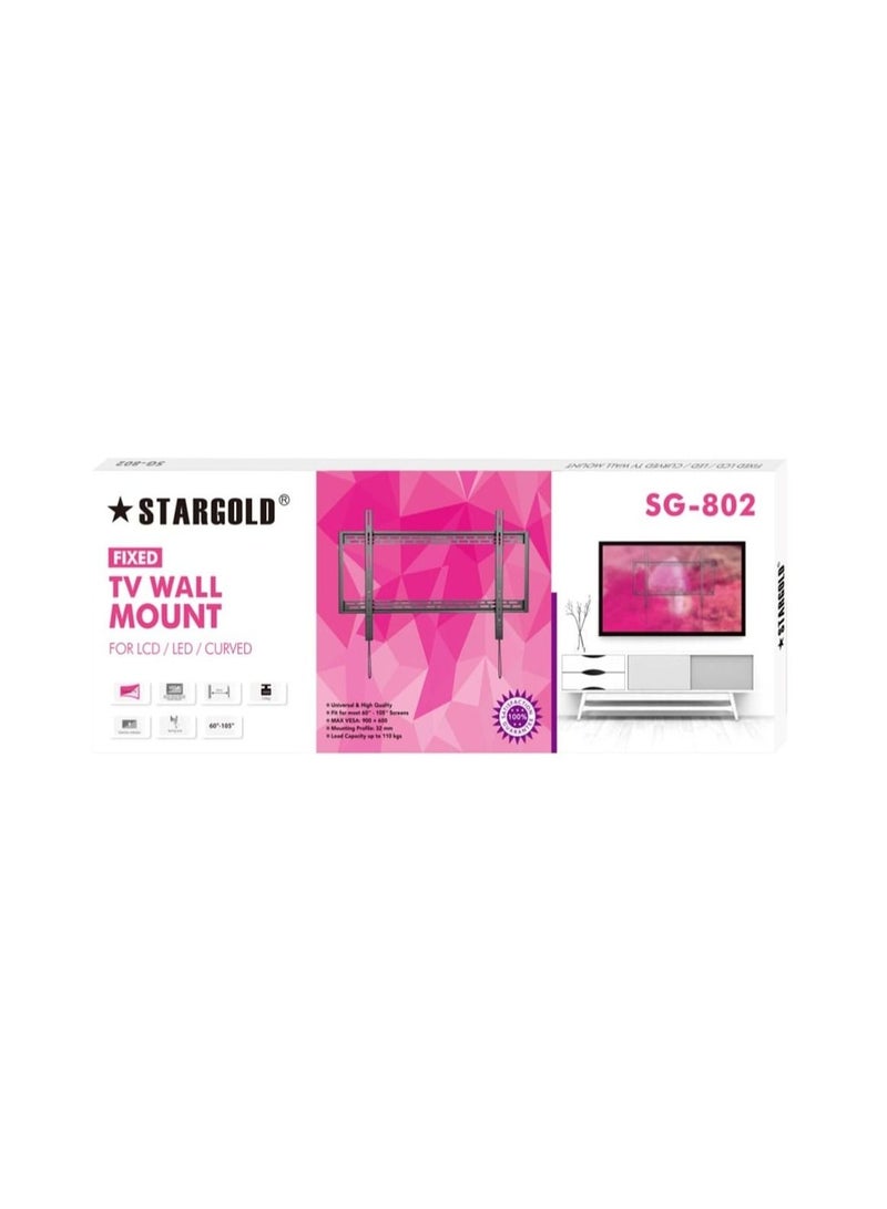 ستارجولد حامل تلفزيون على الحائط من Stargold مقاس 60-105 بوصة، حامل تلفزيون ثابت وقوي للغاية وشديد التحمل، حامل جداري للتلفزيون بقوة 100 كجم مع مجموعة تثبيت على الحائط - Image 3