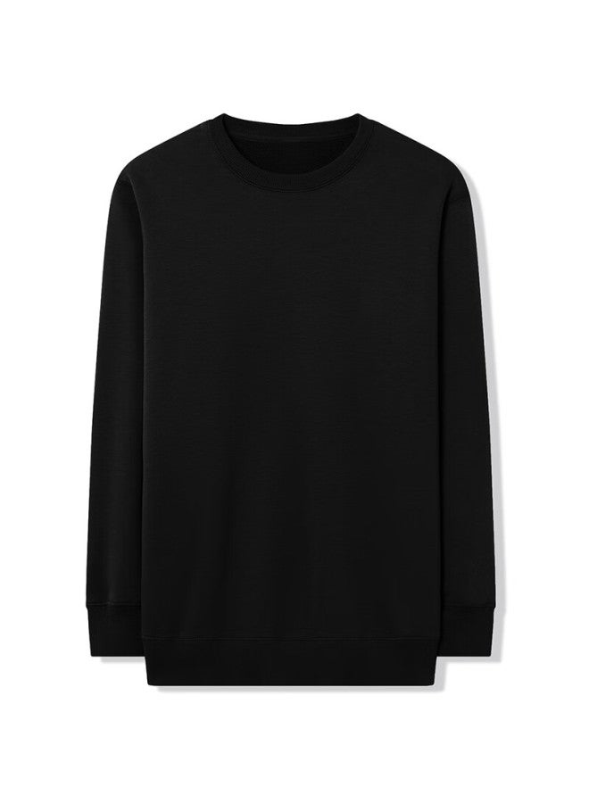 Markless Men's Fleece-lined Sweatshirt Autumn Winter Casual Crewneck Warm Pullover 0434m3 Starry Black Fleece-lined M - Image 3
